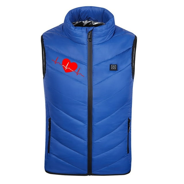 Penkiiy Heated Vest for Kids USB Intelligent Constant Temperature Heated Windproof Plus Size Children Winter 2 Heated Jacket Coat 6-7 Years Blue