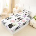 thumbnail image 4 of Homewish Cartoon French Bulldog Twin Sheets,Pink Purple Roses Bedding,White,3 Pieces,1 Fitted Sheet and 1 Pillowcase, 4 of 6