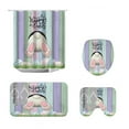 thumbnail image 1 of Ensemble de Rideau de Douche avec Coussin de Siège de Toilette et 2 Tapis de Sol pour Salle de Bain Séparation Sec Humide 4 Pcs Collection Imperméable, 1 of 9