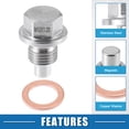 thumbnail image 4 of Unique Bargains Vehicle Engine Magnetic Oil Drain Plug M12x1.25 Stainless Steel with Copper Washer (Pack of 2), 4 of 6