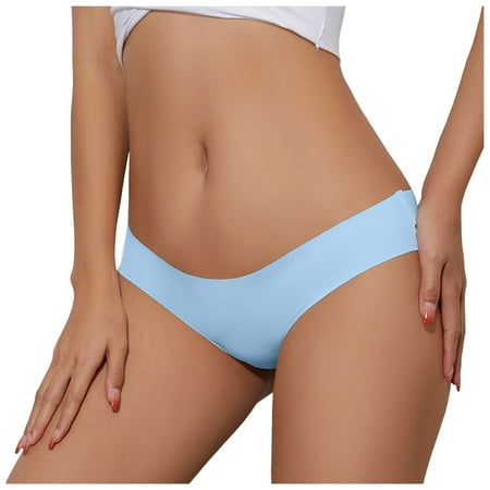 vigerkar Seamless Thongs for Women No Show Thong Panty Workout G-String Thongs Underwear Blue  XL