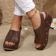 thumbnail image 2 of ShiShine Women's Platform Wedge Sandals Comfortable Peep-Toe Cork Casual Dressy Summer Lightweight Shoes For All Day Wear, 2 of 9