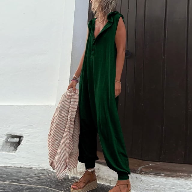 ICHUANYI Liquidación Mujer Moda Verano Sólido Casual Sin mangas Tirantes Mono largo ICHUANYI WER2023082202199