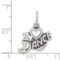 thumbnail image 2 of White Sterling Silver Charm Pendant 16 mm 17 Antiqued I Love Dance, 2 of 2