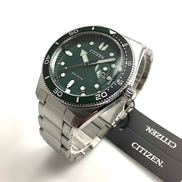 CITIZEN Men's Eco-Drive Marine Diver Watch, Green Dial, Stainless