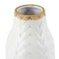 thumbnail image 4 of DecMode 12" Geometric White Porcelain Ceramic Vase with Brown Base, 4 of 9