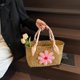 thumbnail image 3 of Bolso Flores Tejer Hombro Paja Mujeres Elegantes () Rosa, 3 of 9
