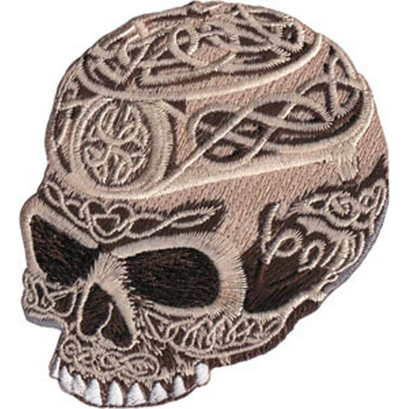SKULL CELTIC Patch Iron-On / Sew-On Officially Licensed Skull Artwork, 3.5" x 3" Embroidered Patch