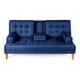 thumbnail image 3 of Sofá Cama de Lino Azul Makora Con Portavasos Modelo Queen, 3 of 7