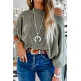 thumbnail image 1 of Women's Gray Boatneck Batwing Sleeve Cording Blouse, 1 of 5