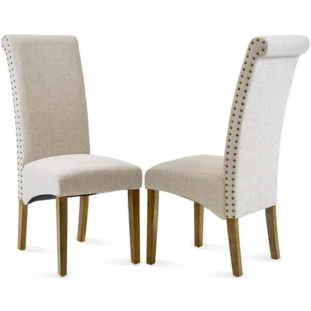 SEGMART Dining Chairs Set of 2, 41'' x 17'' x 20'' Tufted Upholstered Padded Dining Accent Chairs w/Solid Wood Legs, Parsons Dining Side Chair for Home/Kitchen/Living Room, 300 Lbs, Beige, S8600