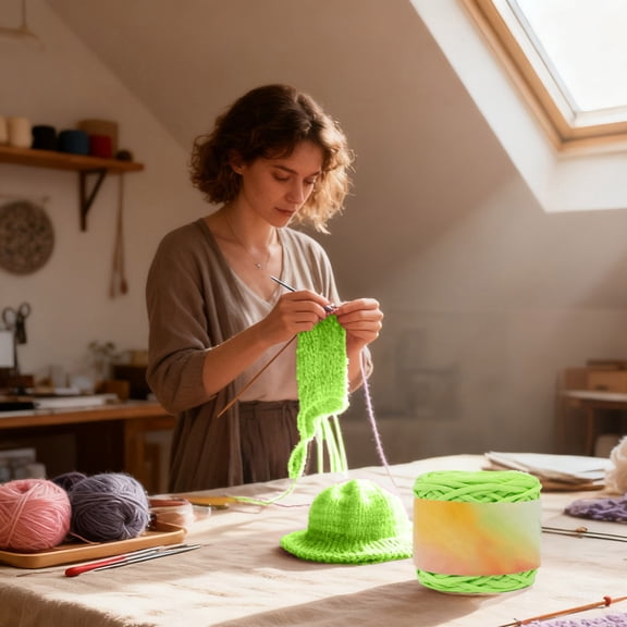 DIY Glow Cozy,Soft Reactive Yarn Glow in The Dark Yarn for Crocheting,Knitting & Crafts,1 Pack(Green,196 Yards)