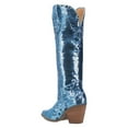 thumbnail image 3 of FSJ Women Fashion Sequin Cowboy Boots Western Bling Cowgirl Knee High Boots Almond Closed Toe Pull On Chunky Heel Wide Calf Boots Shoes Size 8 Light Blue, 3 of 4