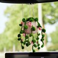 thumbnail image 5 of Pnellth Car Mirror Hanging Accessory Handmade Knitted Crochet Potted Plant Rear View Decor Car Interior Accessories, 5 of 10