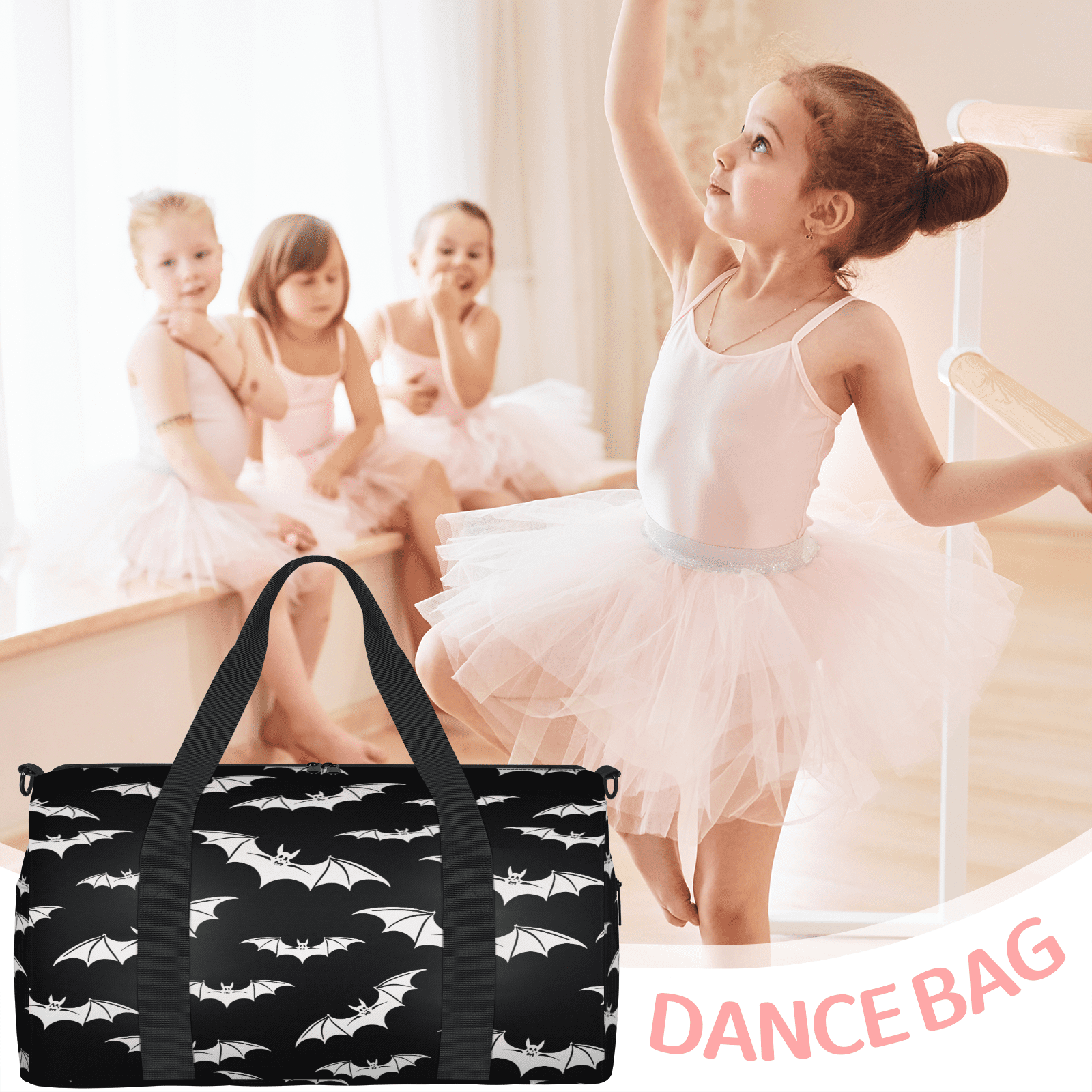Herdesigns Bats Travel Duffle Bag Sports Yoga Weekender Overnight Carry on Workout Bags Lightweight Waterproof Gym Tote Bag for Women Halloween