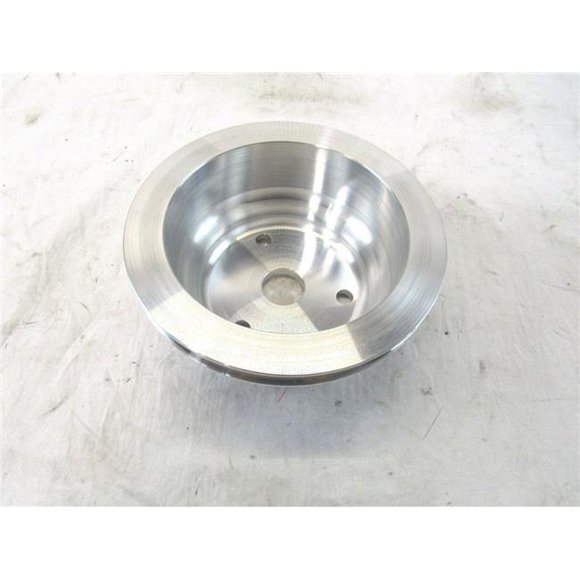 Aluminum Crankshaft Lower Long Water Pump Pulley with Single Groove for 1969-1985 SBC 283-350, Satin