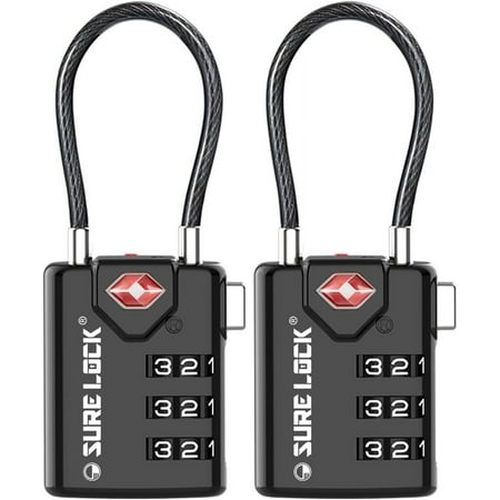 TSA Compatible Travel Luggage Locks, Inspection Indicator, Easy Read Dials - 2 pack