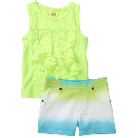 Garanimals Baby Toddler Girl 2-Piece Ruffle Tank and Ombre Shorts Set