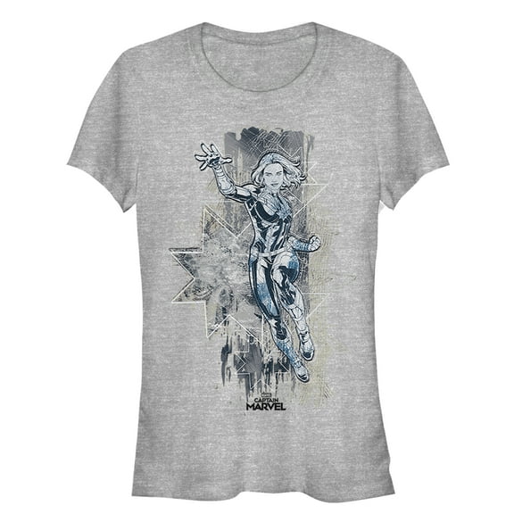 Junior's Marvel Captain Marvel Vintage Vibe Graphic Tee Athletic Heather Small