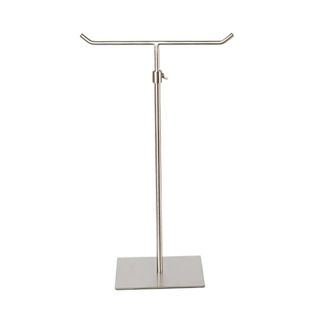 Expositor de bolsos de metal con altura ajustable, soporte para joyas, bolso de mano Tubo sólido plateado
