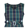 thumbnail image 4 of Girls Dress Green Tartan Button Back School Pleated Hem 10 Years, 4 of 8