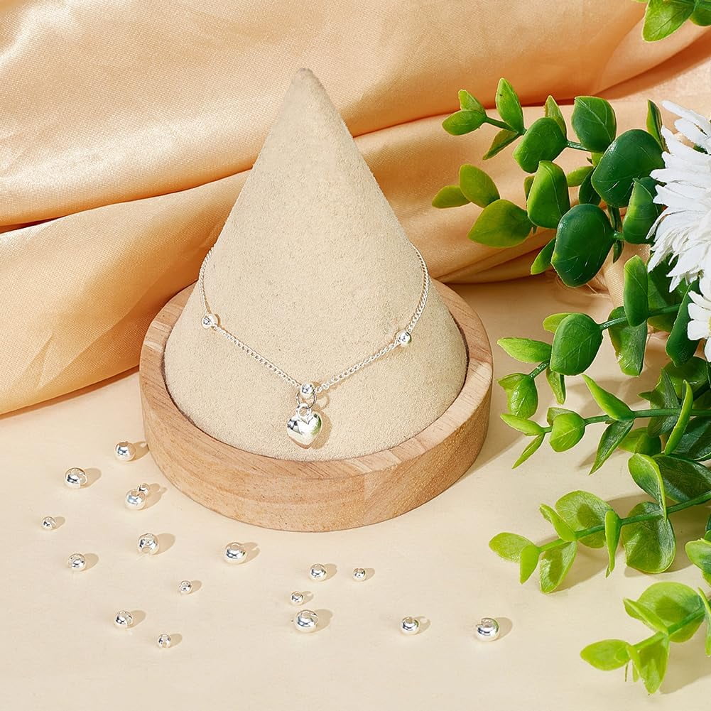1 Box 1 Box 21Pcs 3 Size Crimp Beads Covers Sterling Silver Half Round Open Crimp Bead End Tip for Jewelry Making Bracelets Necklaces