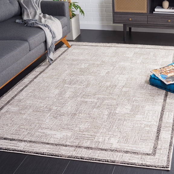 Safavieh Jade Kingston Bordered Polyester Area Rug, Ivory/Beige Black, 5'3" x 7'6"
