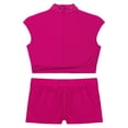 thumbnail image 4 of Alvivi Girls Gymnastics Dance Sports 2Pcs Outfits Sleeveless Crop Top with Booty Shorts Set Hot Pink 10, 4 of 7