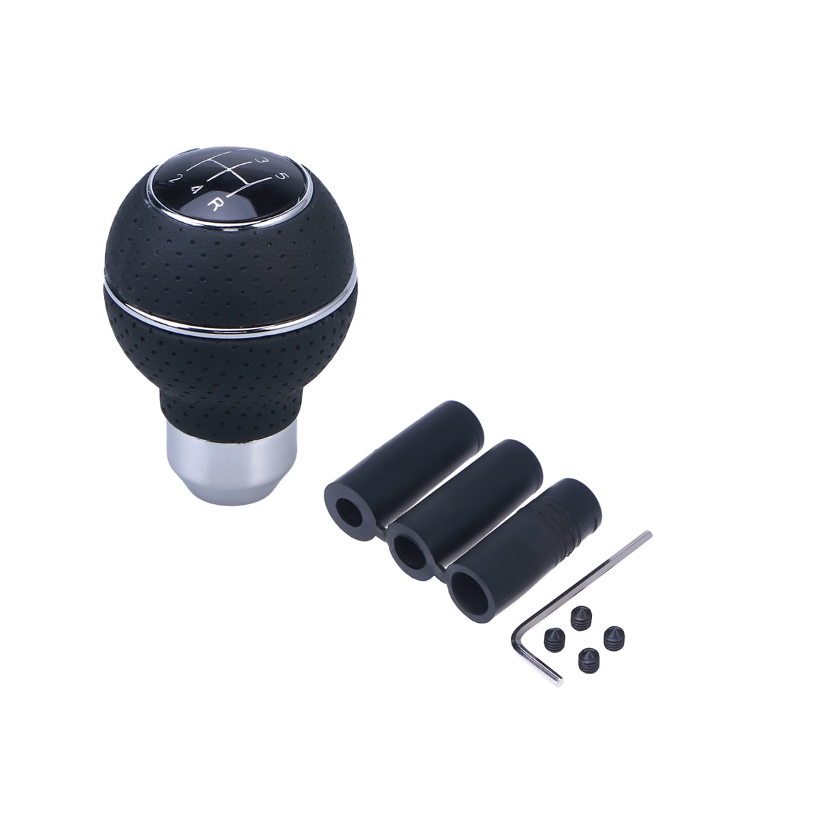 Universal Gear Knob 5 Manual Car Knob Shifter Lever (Silver)