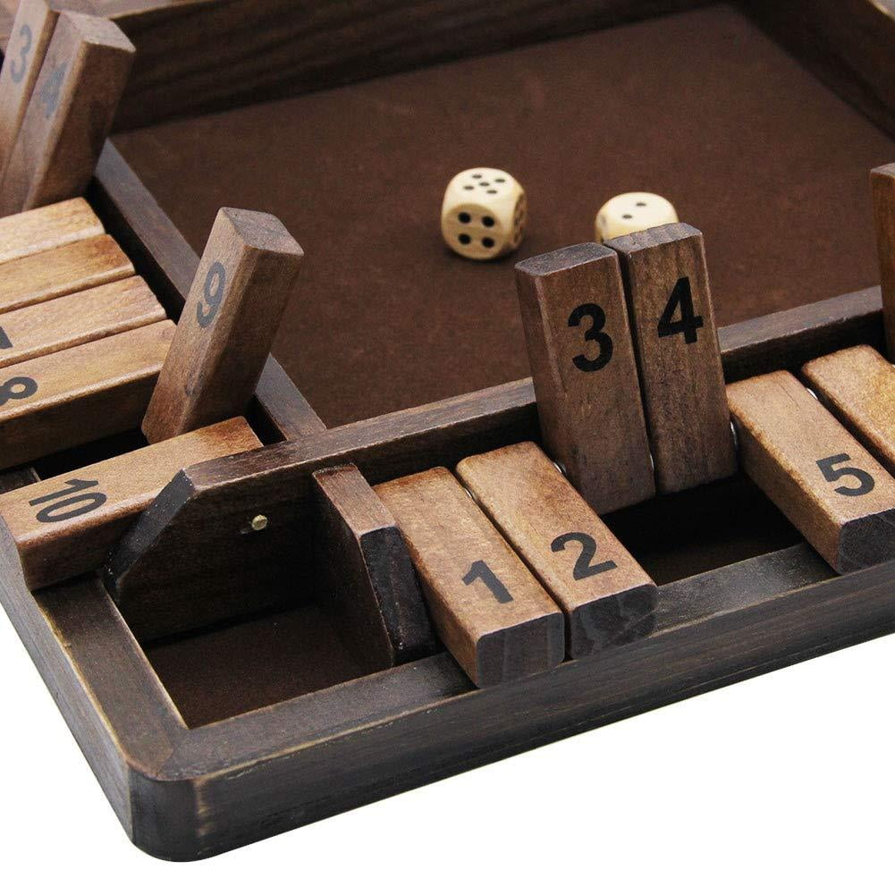 Wooden 4 Players Shut The Box Dice Game Classics Tabletop Version