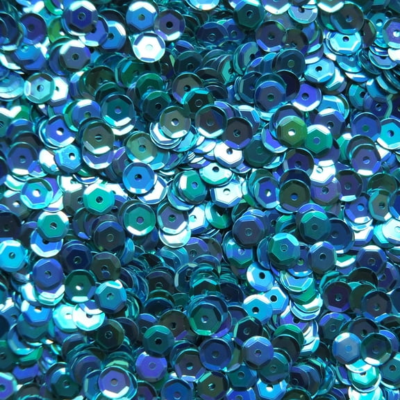 Aqua Blue Cup Sequins 5mm Metallic Iris Rainbow Made in USA