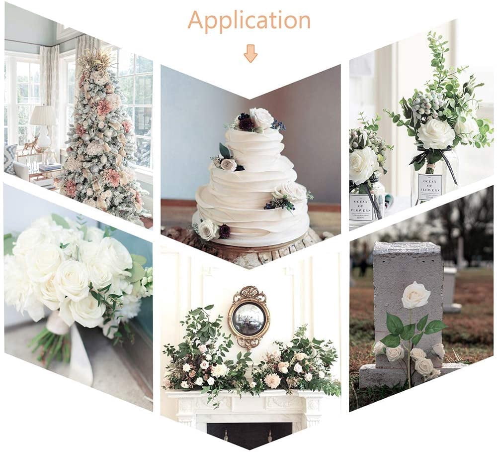 White Roses Artificial Flowers Bulk Real Touch Roses Fake White Silk Roses Flowers Floral Arrangement Bouquet for Wedding Bouquet Home Wedding Party Garden Bridal Decorations DIY (White)