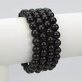 thumbnail image 2 of Natural Black Shungite Gemstone 8mm Round Beads Stretch Bracelet 7" Unisex, 2 of 3