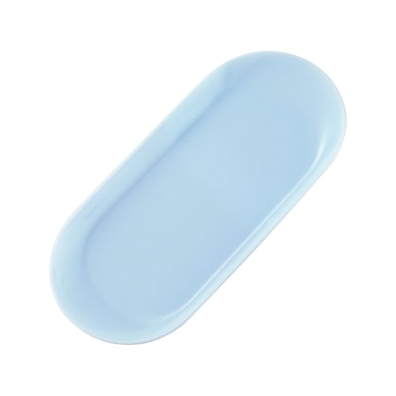 1 Pack Blue Plastic Jewelry Tray Decorative Dish, Small Oval Candy Dessert Plate, Manicure Tools Placing Supplies for Home Salon Storage