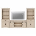 thumbnail image 6 of WAMPAT Farmhouse Entertainment Center with Bookshelf for TVs up to 65",Mid Century Modern TV Stand with 73"H Tall 5-Tier Bookcase with Open Storage and Barn Doors for Living Room,Light Oak, 6 of 7