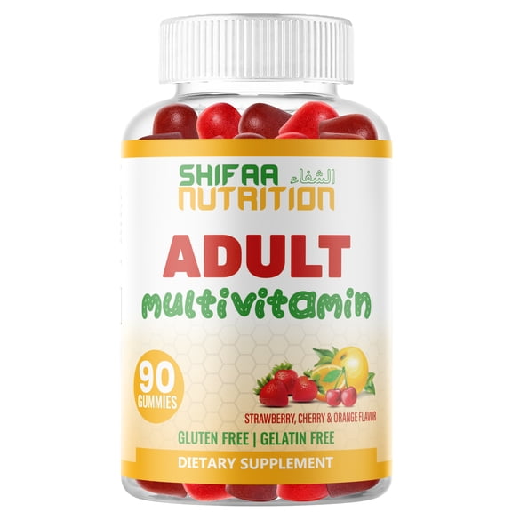 SHIFAA NUTRITION Halal Multivitamins for Adults | 90 Gummies, 45 Days Supply w/ All Essential Vitamins | Vegetarian, NON-GMO, Gluten, Gelatin, Peanuts Free