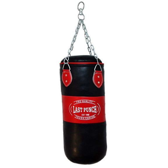 185-L Heavy Duty Red & Black Filled Punching Bag - Large with Chains