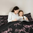 thumbnail image 6 of Manfei Kawaii Bowknot Bowtie Bedding Comforter Set,Cartoon Loves Pattern Twin Comforter Sets,Pink Black Bedding Set For Girl,Breathable Home Decor Reversible,2pcs, 6 of 9