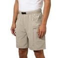 thumbnail image 2 of Men's Hiking Cargo Shorts with Zipper Pockets Elastic Waist Quick Dry for Outdoor,Travel,Summer,Fishing Brown 3XL, 2 of 5