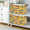 thumbnail image 2 of Yayeee Foldable Storage Basket for Shelves with Handles Set of 2 Waterproof Cloth Bins, Yellow Sardines Pattern, 2 of 7