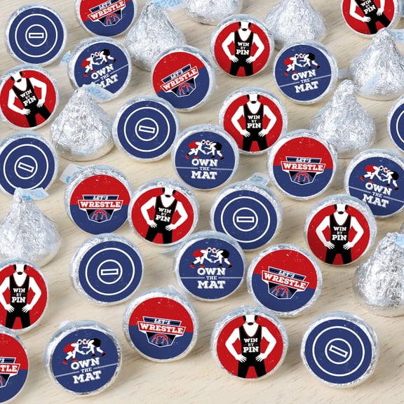 Big Dot of Happiness Own the Mat - Wrestling - Birthday Party or Wrestler Party Small Round Candy Stickers - Party Favor Labels - 324 Count