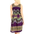 thumbnail image 2 of Sakkas Darcia Women's Casual Summer Cocktail Elastic Stretchy Dashiki Print Dress - Purple - One Size, 2 of 5