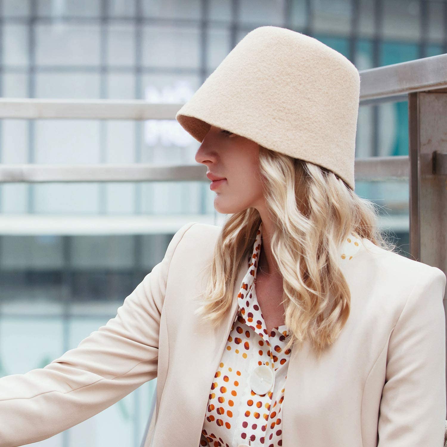 Womens Wool Blend Winter Bucket Hat 