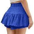 thumbnail image 5 of Lenpel Women's Flowy Shorts Trendy Boho Elastic High Waisted Pleated Ruffled Tiered Mini Skorts Summer Casual Shorts, 5 of 7