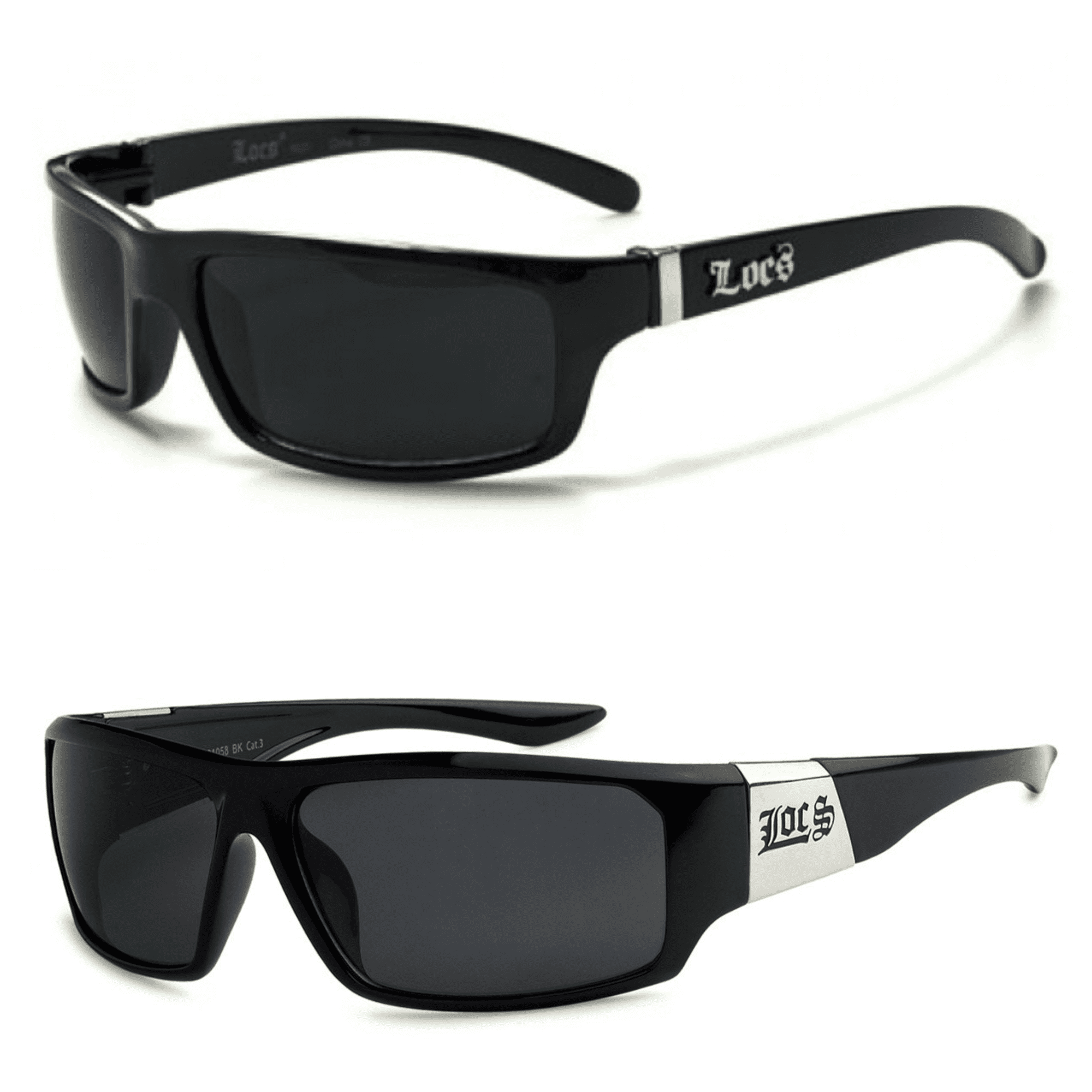 Occhiali Da Sole LOCS Stile Biker Cholo Gangster, Modello Teschio LC77, Neri Con Protezione UV400