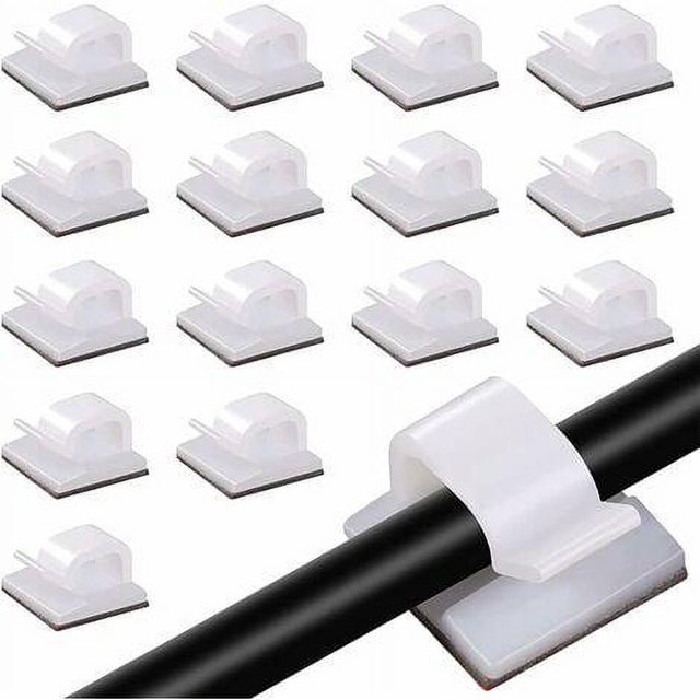 50 clips para cables, clip adhesivo para cables, accesorio para almacenamiento, pegado de cables, cable eléctrico para conductor, para gestión de cables, transparente, fonepro