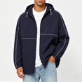 thumbnail image 2 of Men's Sunscreen Jacket Lightweight Breathable Solid Coat Plus Size | Fishing Sun Protection Hoodie Nylon Spandex Quick Dry UPF 50+ Outdoor Hiking Camping Travel | Zenithor,Dark Blue 2XL, 2 of 7