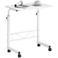 thumbnail image 1 of Bureau Mobile à Hauteur Réglable - Table d'Appoint Blanche Roulante pour Sofa, Lit, Salon - Table Compacte Autoportante pour Portable avec Roulettes - 23,5” x 15,8”, 1 of 7