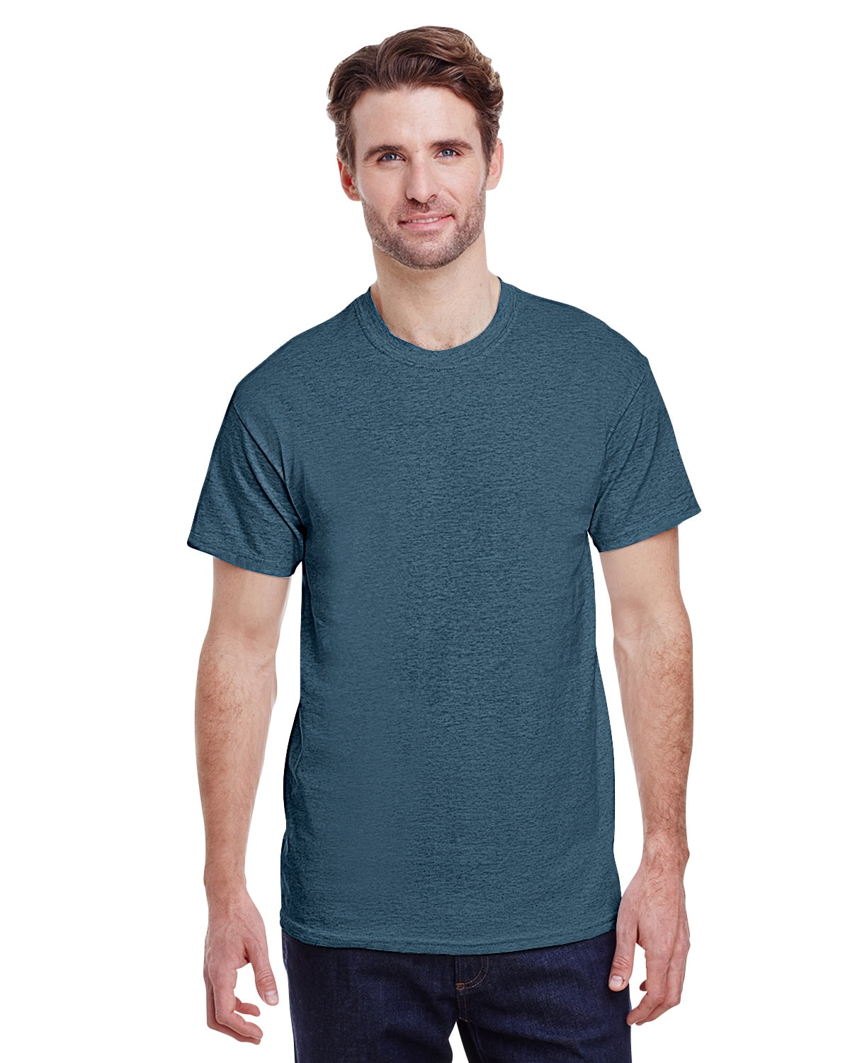 Gildan Men's Heavy Cotton T-Shirt - Large, Navy Blue, Relaxed Fit Basic Tee - View #6