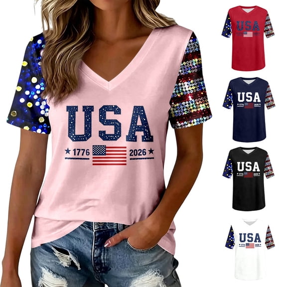 2026 USA 250th Anniversary T Shirt Women Patriotic 4th of July Tee for Soccer Baseball Game Day